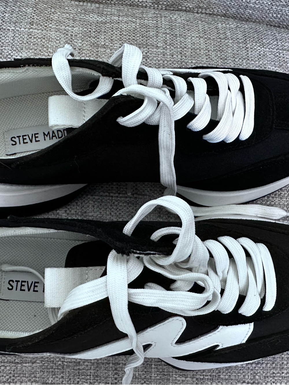 Women’s Black and White Steve Madden Athletic Sneakers - Casual Retro Runner - Picture 5 of 6